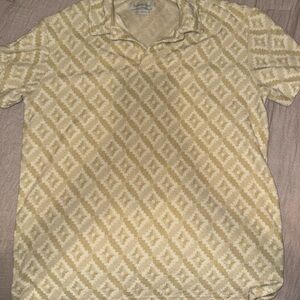Men's Polo Shirt with Geometric Pattern - Cream